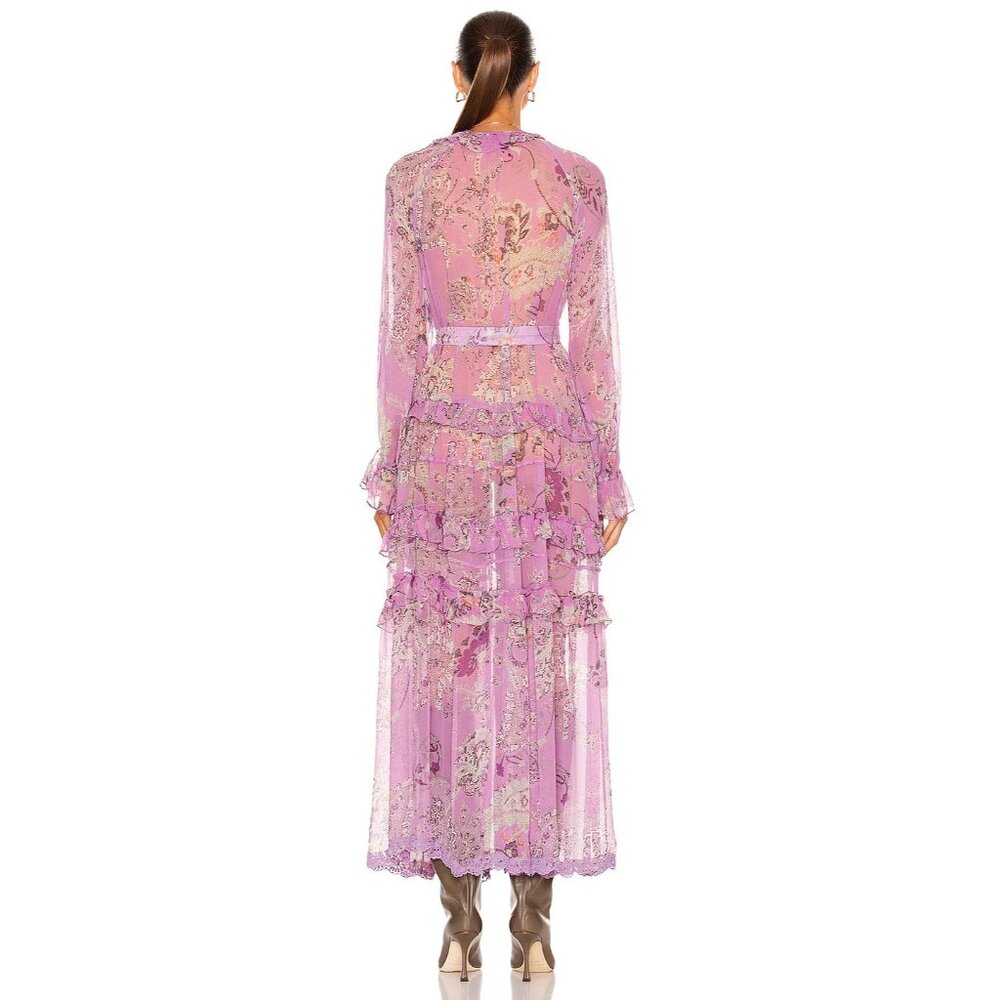HEMANT AND NANDITA Mavi Belted Kaftan in Orchid - Picture 3 of 7